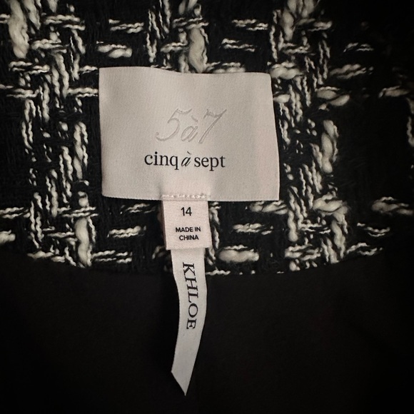 Cinq à Sept 'Khloe' Fringe-Trim Adrienne Boucle Blazer, Black/Ivory - Picture 10 of 12